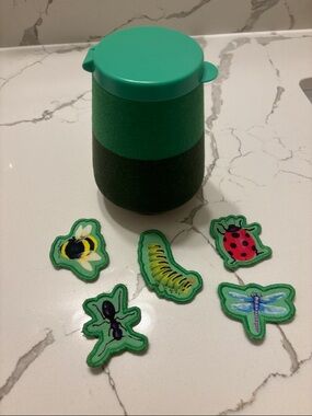 Fuzzy Green Bug Patch Play Set with Green Storage Canister